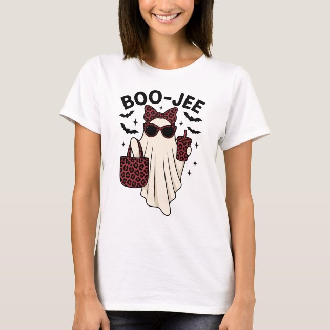 Camiseta Famoso fantasma de Halloween de Boo-Jee con un leo (Anverso)