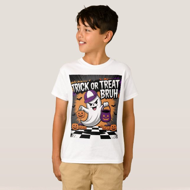 Camiseta Famoso fantasma de Halloween y calabazas (Anverso completo)