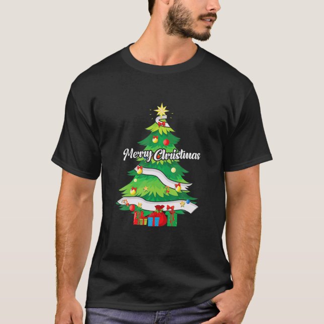 Camiseta Famoso Feliz Navidad 2021 Árbol Ornamento Hombres  (Anverso)