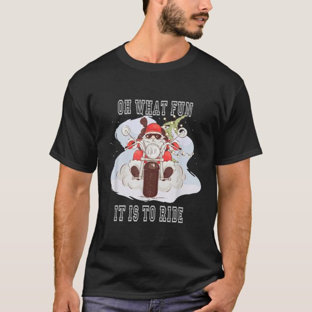 Camiseta Famoso Feliz Navidad Guay Santa Riendo Una Motocic (Anverso)
