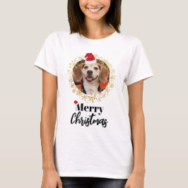 Camiseta Famoso foto Mascota Red Santa Hat Snowflakes Navid