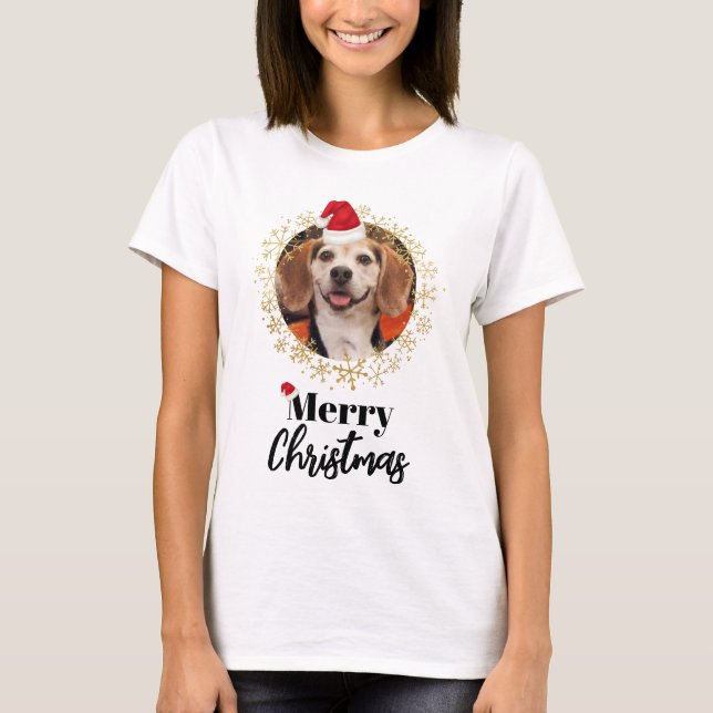 Camiseta Famoso foto Mascota Red Santa Hat Snowflakes Navid (Anverso)