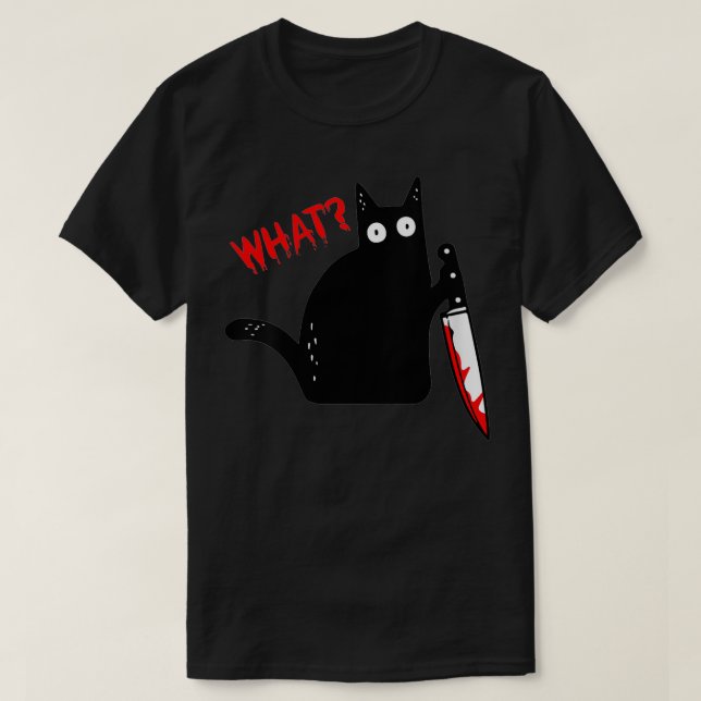 Camiseta Famoso gato negro asesino con negro de cuchillo (Diseño del anverso)