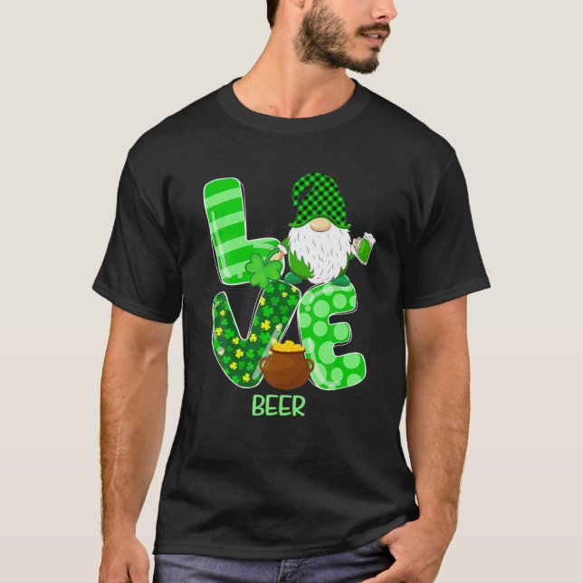 Camiseta Famoso Gnome de cerveza St Patricks Day Hombres Mu (Anverso)