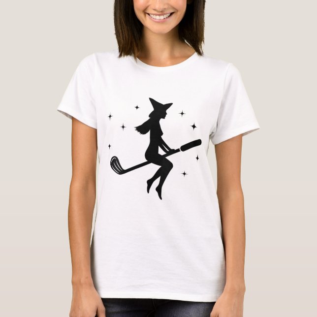 Camiseta Famoso Halloween Witch Golf Stick Mujeres Golf Gol (Anverso)