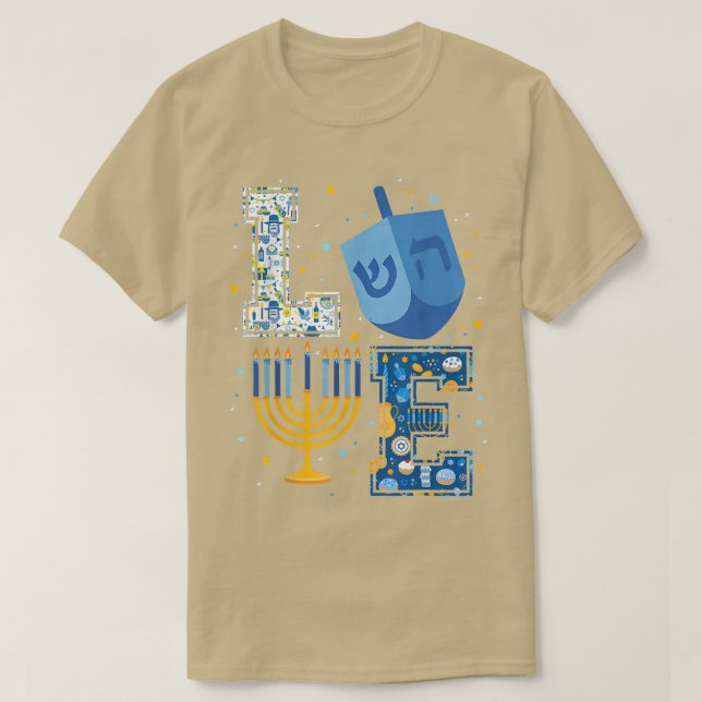 Camiseta Famoso Hanukkah Chanuka Love  (Diseño del anverso)
