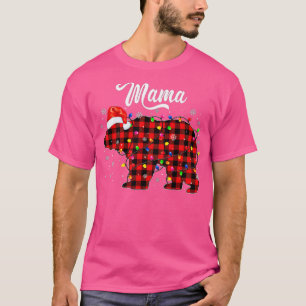 Camiseta Famoso Mamá Oso Navidades Pajama Red Plaid Buffalo
