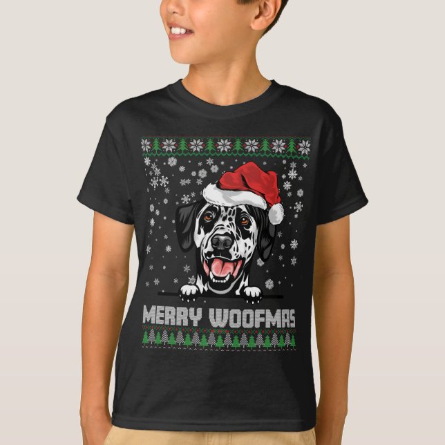 Camiseta Famoso merry Woofmas Navidades dálmatas amantes de (Anverso)