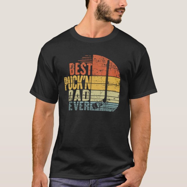 Camiseta Famoso padre de hockey retro mejor disco y padre n (Anverso)