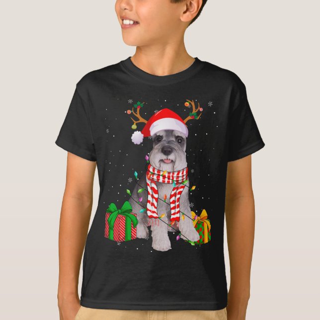 Camiseta Famoso Pajama Santa Hat Navidades Schnauzer ilumin (Anverso)