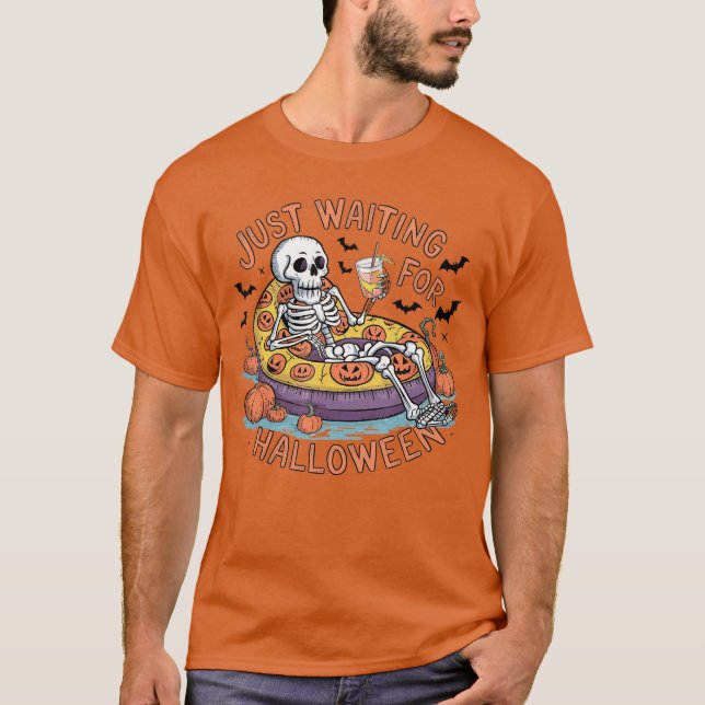 Camiseta Famoso Skeleton Halloween esperando Hallowee (Anverso)