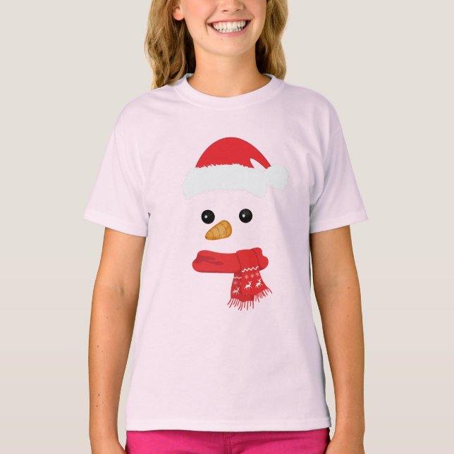Camiseta Famoso Snowman Face feliz Feliz Navidad (Anverso)