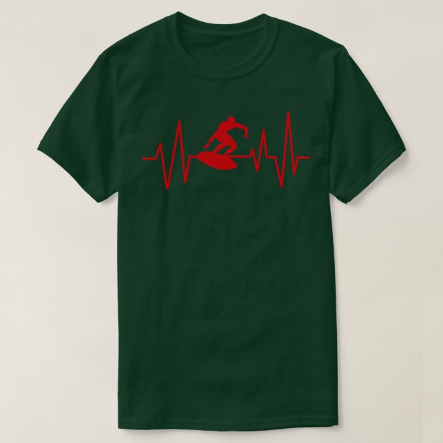 Camiseta Famoso Surfing Surfing Wave Heartbeat (Diseño del anverso)