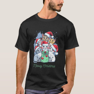 Camiseta Famosos feriados de Santa Cats para Navidades Meow