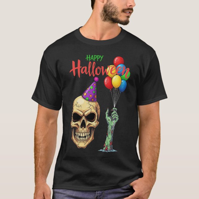 Camiseta Famosos globos Fiestas de cráneo de Halloween (Anverso)