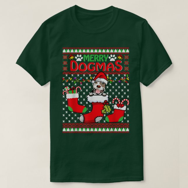 Camiseta Famosos Navidades del Bulldog de Merry Dogmas Pit  (Diseño del anverso)