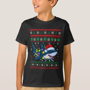 Camiseta Famosos Navidades del tiburón Santa Hat alumbran n