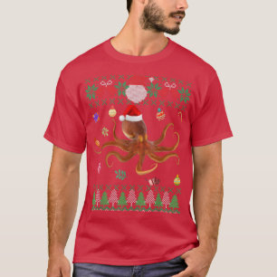 Camiseta Famosos Navidades suéteres animales Santa Octopus