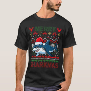 Camiseta Famosos y divertidos Navidades Tiburones Santa Hat