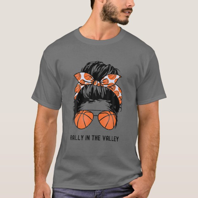 Camiseta Fan de baloncesto Messy Bun Mom Mama Basketball Su (Anverso)