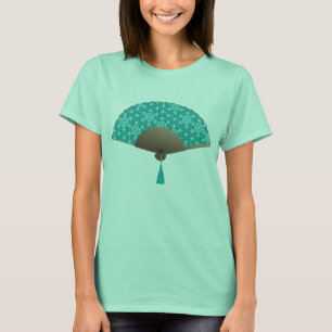 Camiseta Fan japonesa en el modelo de Asanoha, turquesa