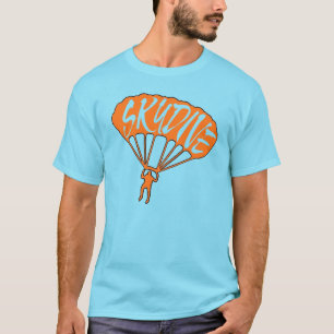 Camiseta fanática skydive azul anaranjada de los