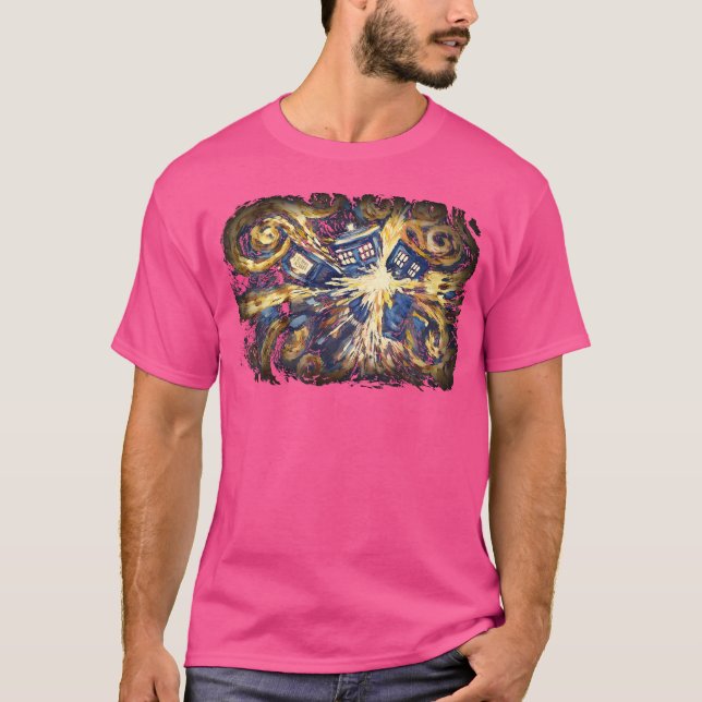 Camiseta Fanático Art Tardis Van Gogh Time Travel Sci-Fi (Anverso)