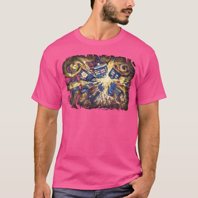 Camiseta Fanático Art Tardis Van Gogh Time Travel Sci-Fi (Anverso)
