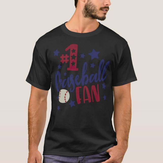 Camiseta Fanático de béisbol número 1 dice béisbol c (Anverso)