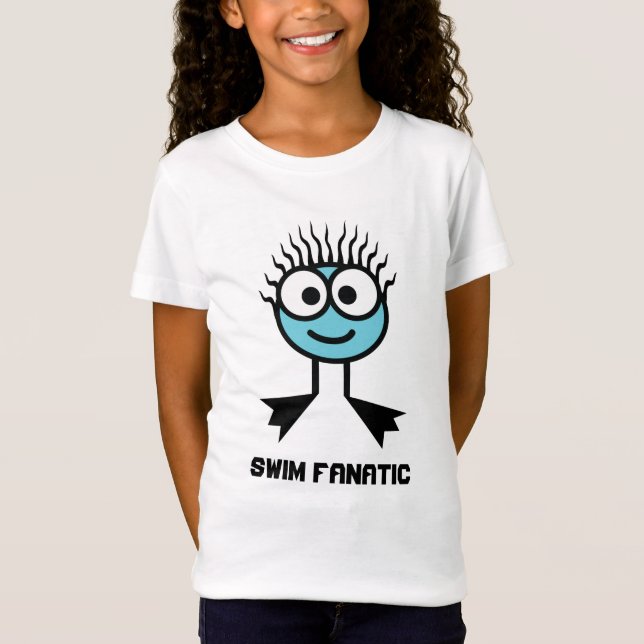 Camiseta Fanático de la nadada - carácter azul de la nadada (Anverso)