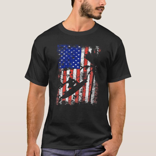 Camiseta Fanático De Surf Bandera Estadounidense Patriota S (Anverso)