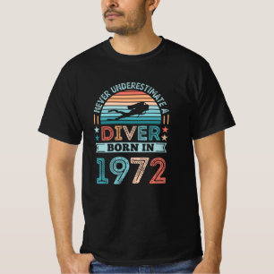 Camiseta Fanático del buceo Nacido en 1972 50 cumpleaños