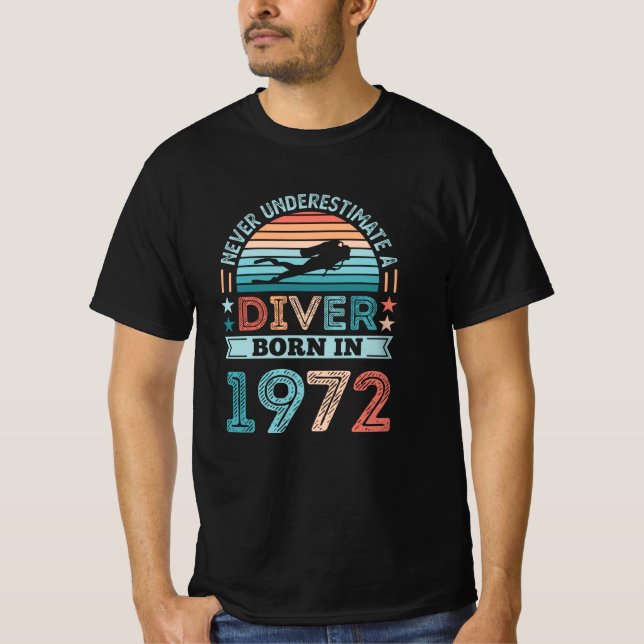 Camiseta Fanático del buceo Nacido en 1972 50 cumpleaños (Anverso)
