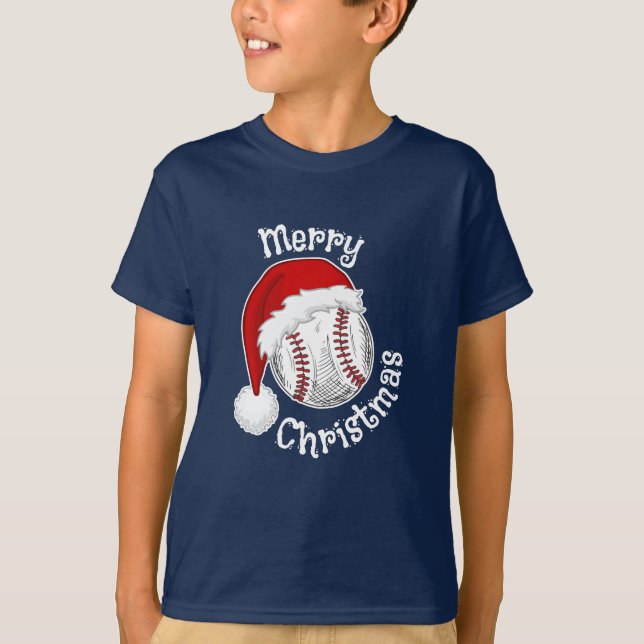 Camiseta Fanáticos del Béisbol Deportivo Santa hat Navidade (Anverso)