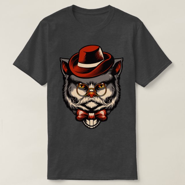 Camiseta Fancy Hipster Cat con bigote (Diseño del anverso)