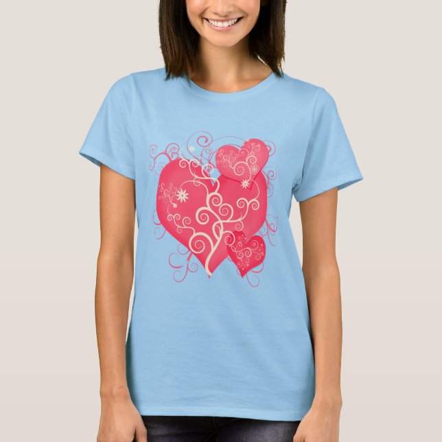 Camiseta Fancy Pink Girly Hearts Abstract Art (Anverso)