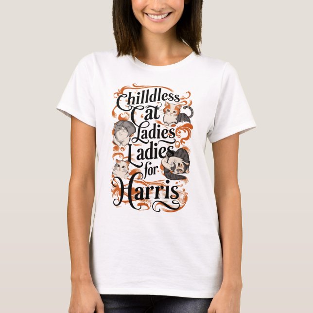 Camiseta Fandom felino: damas de gato sin hijos (Anverso)
