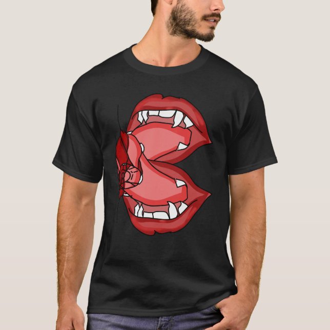 Camiseta Fangs desatados: La feroz expresión de un vampiro (Anverso)