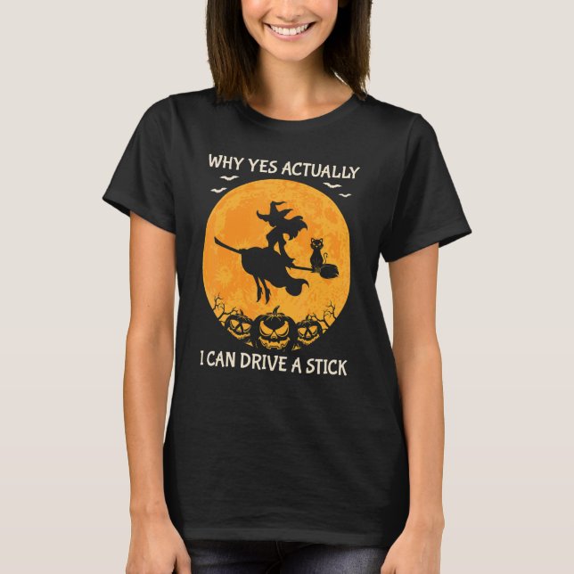 Camiseta Fanny Halloween Bruja en un Broomstick (Anverso)