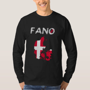 Camiseta Fanö Fano Dinamarca Isla Silhouette Mapa Bandera F