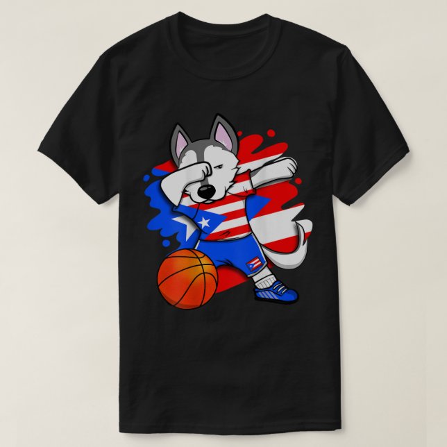 Camiseta Fans de baloncesto de Dabbing Husky Puerto Rico Je (Diseño del anverso)