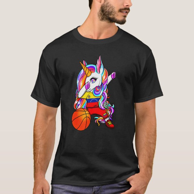 Camiseta Fans de baloncesto de Dabbing Unicornio Venezuela  (Anverso)