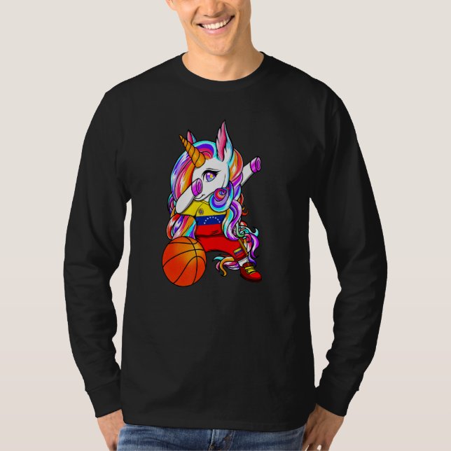 Camiseta Fans de baloncesto de Dabbing Unicornio Venezuela  (Anverso)