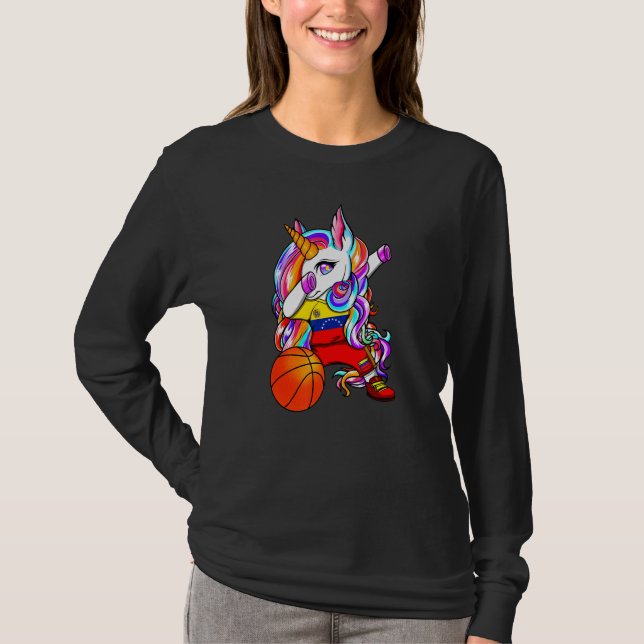 Camiseta Fans de baloncesto de Dabbing Unicornio Venezuela  (Anverso)