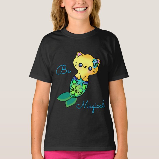 Camiseta Fantasía Adorable Bonito de sueño de gato de siren (Anverso)