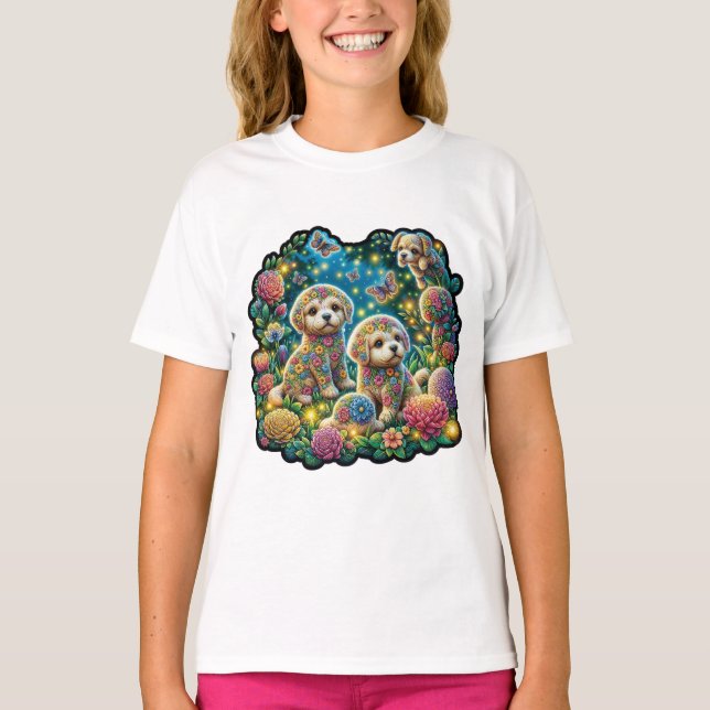 Camiseta "Fantasía canina floral" (Anverso)