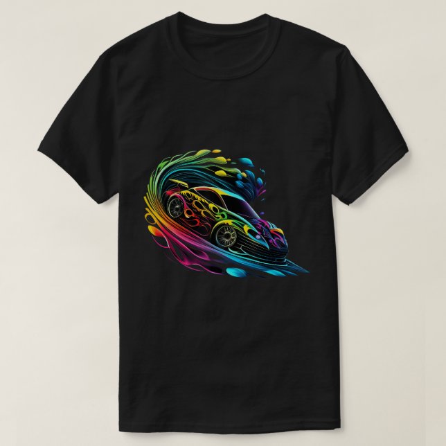 Camiseta Fantasía Carreras Deportes Coche Exótico Arcoiris  (Diseño del anverso)
