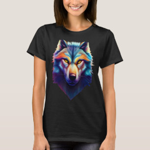Camiseta Fantasía Colorful Wolf Vintage Art Deco