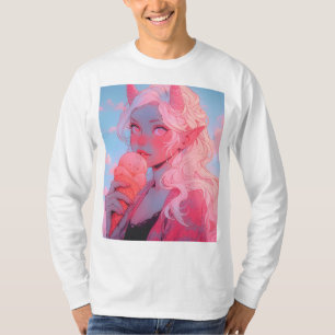Camiseta Fantasía Crema de hielo rosa suave Anime Chica