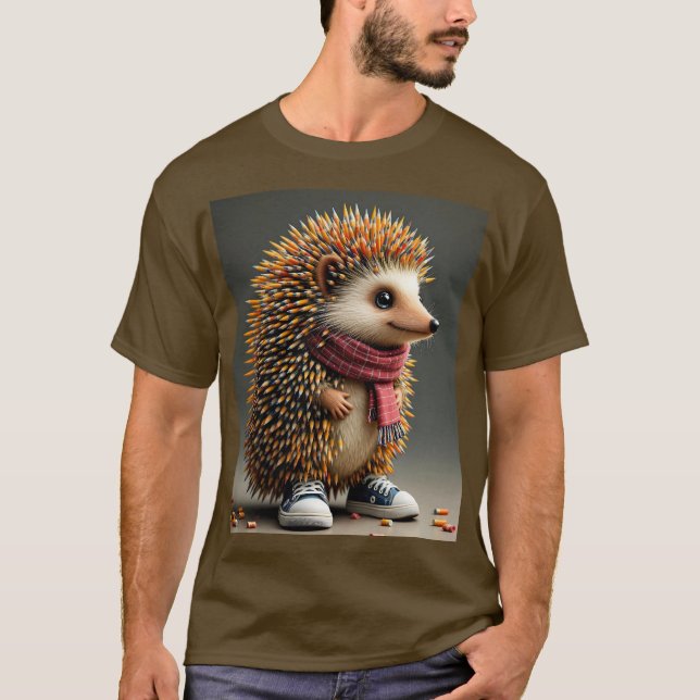 Camiseta Fantasía Cute Hedgehog Agujas negras (Anverso)